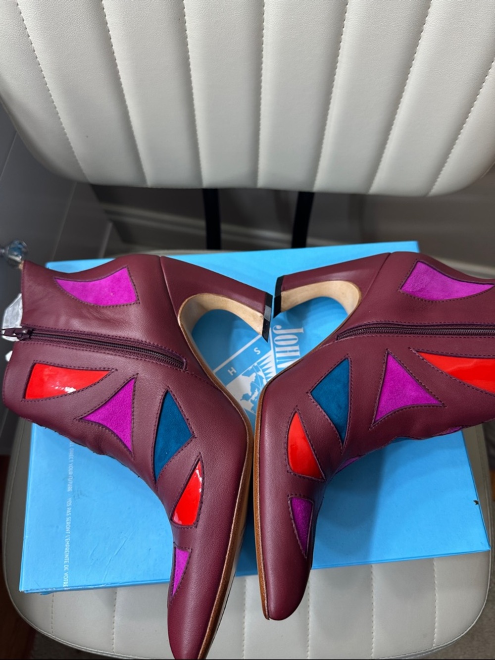 Fluevog Twist Waltz Burgundy Ankle Boots New in Box NWT - Picture 6 of 7